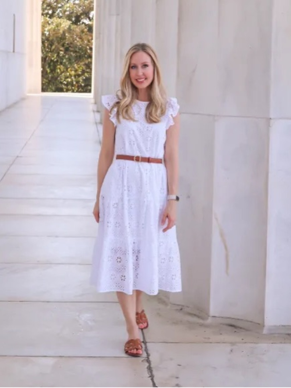 NWT Cartolina Nantucket Sofia White Eyelet Tiered Midi Dress Small